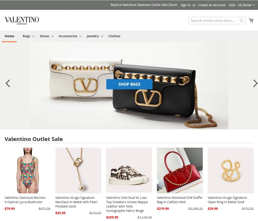 Faux site internet Valentino Outlet Online